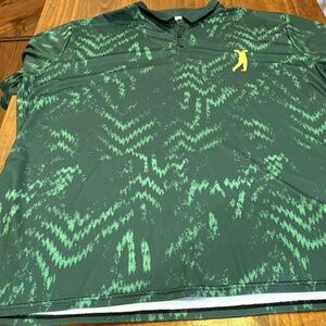 Green Patterned Golf Polo with Yellow Golfer Logo